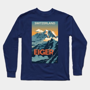 A Vintage Travel Art of Eiger - Switzerland Long Sleeve T-Shirt